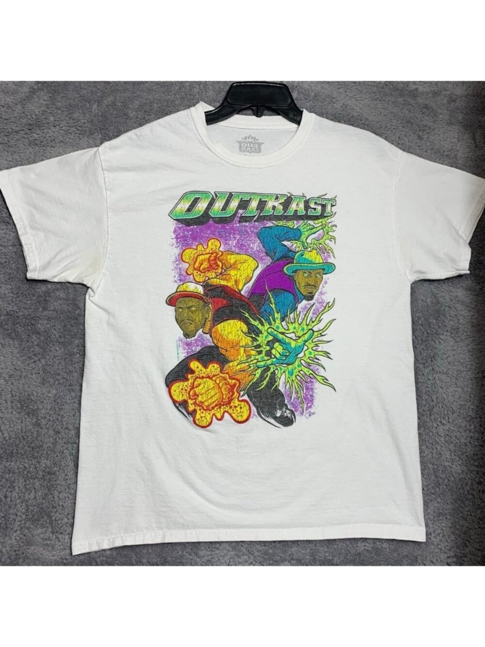 Outkast Graphic T-Shirt Mens Large White Comic Style Andre 3000 Big Boi Rap Tee